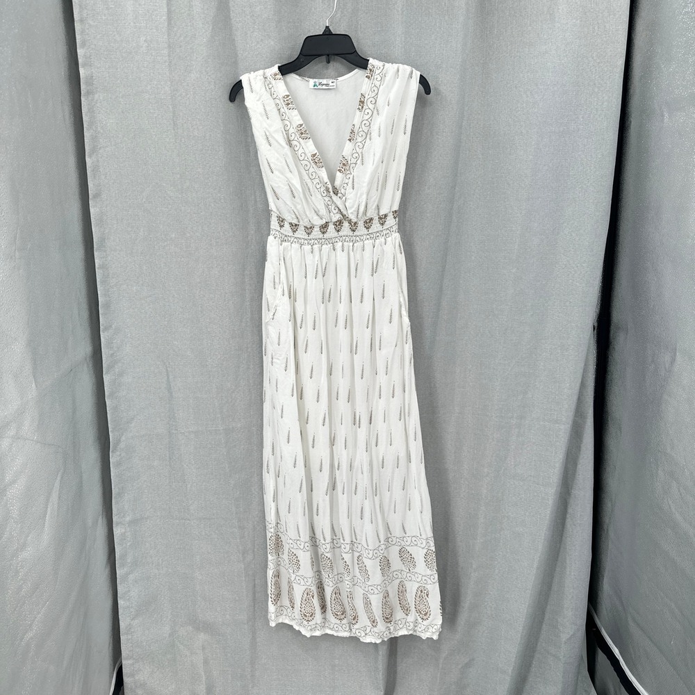 Lapogee Maxi Dress Medium Petite‎ Cream Boho Cottagecore Festival Empire Waist